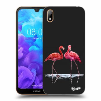 Picasee Huawei Y5 2019 Hülle - Schwarzes Silikon - Flamingos couple