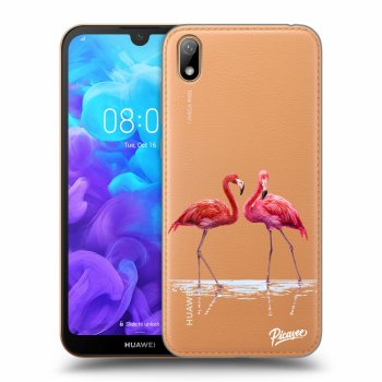 Picasee Huawei Y5 2019 Hülle - Transparentes Silikon - Flamingos couple
