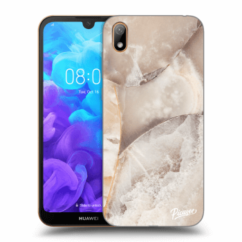 Picasee Huawei Y5 2019 Hülle - Schwarzes Silikon - Cream marble