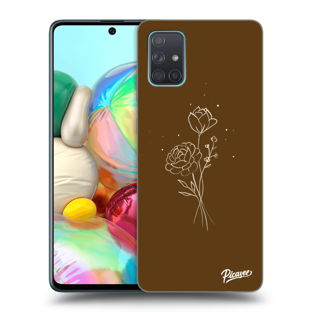 Picasee Samsung Galaxy A71 A715F Hülle - Transparentes Silikon - Brown flowers