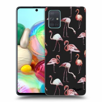 Picasee Samsung Galaxy A71 A715F Hülle - Schwarzes Silikon - Flamingos