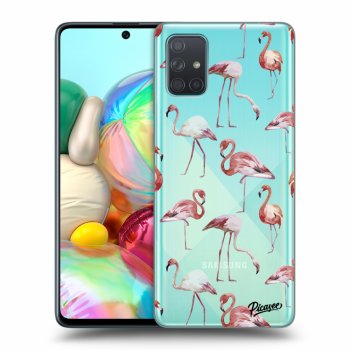 Picasee Samsung Galaxy A71 A715F Hülle - Transparentes Silikon - Flamingos