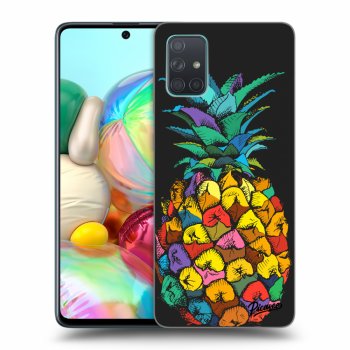 Picasee Samsung Galaxy A71 A715F Hülle - Schwarzes Silikon - Pineapple