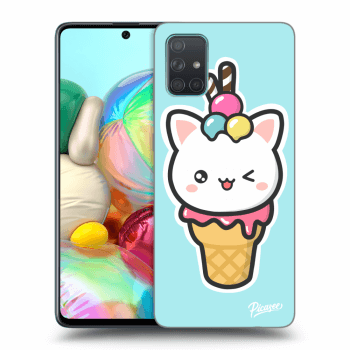 Picasee Samsung Galaxy A71 A715F Hülle - Transparentes Silikon - Ice Cream Cat