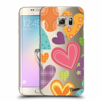 Picasee Samsung Galaxy S7 Edge G935F Hülle - Transparentes Silikon - Colored heart