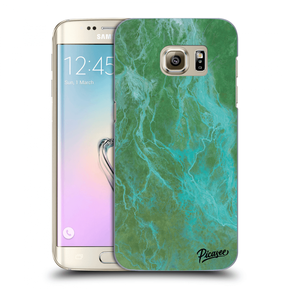 Picasee Samsung Galaxy S7 Edge G935F Hülle - Transparentes Silikon - Green marble