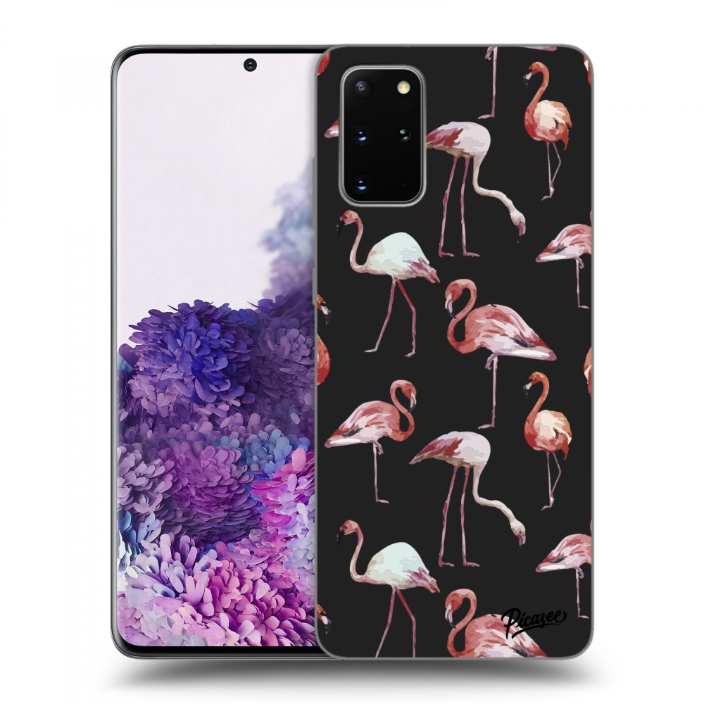 Picasee Samsung Galaxy S20+ G985F Hülle - Schwarzes Silikon - Flamingos