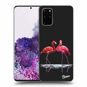 Picasee Samsung Galaxy S20+ G985F Hülle - Schwarzes Silikon - Flamingos couple