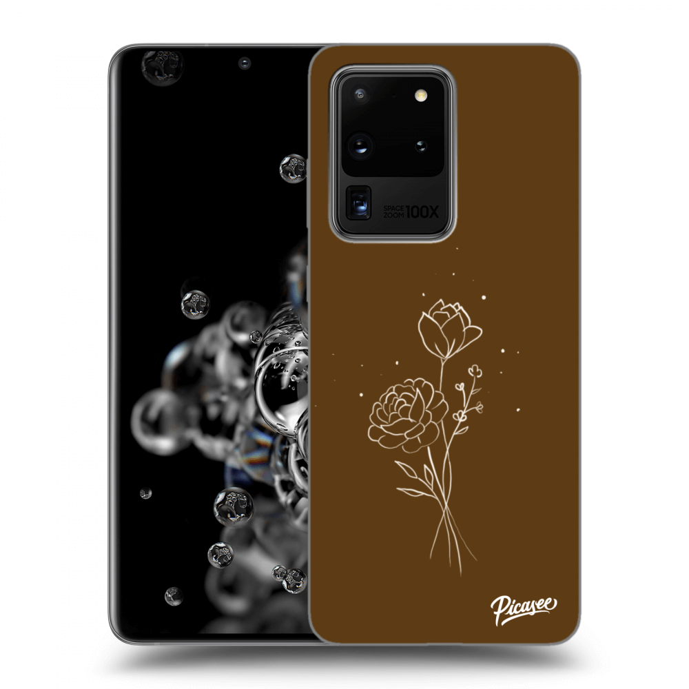 Picasee Samsung Galaxy S20 Ultra 5G G988F Hülle - Transparentes Silikon - Brown flowers
