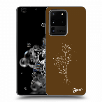 Picasee Samsung Galaxy S20 Ultra 5G G988F Hülle - Transparentes Silikon - Brown flowers