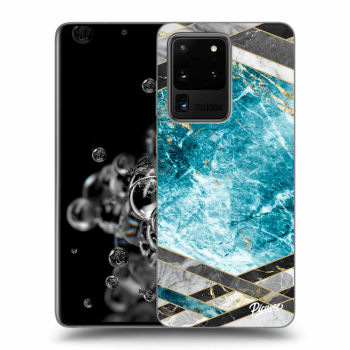 Picasee Samsung Galaxy S20 Ultra 5G G988F Hülle - Schwarzes Silikon - Blue geometry