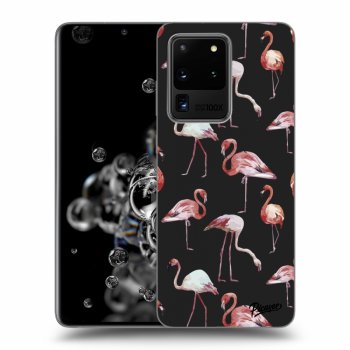 Picasee Samsung Galaxy S20 Ultra 5G G988F Hülle - Schwarzes Silikon - Flamingos
