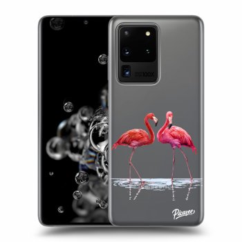 Picasee Samsung Galaxy S20 Ultra 5G G988F Hülle - Transparentes Silikon - Flamingos couple