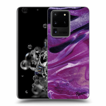 Picasee Samsung Galaxy S20 Ultra 5G G988F Hülle - Schwarzes Silikon - Purple glitter