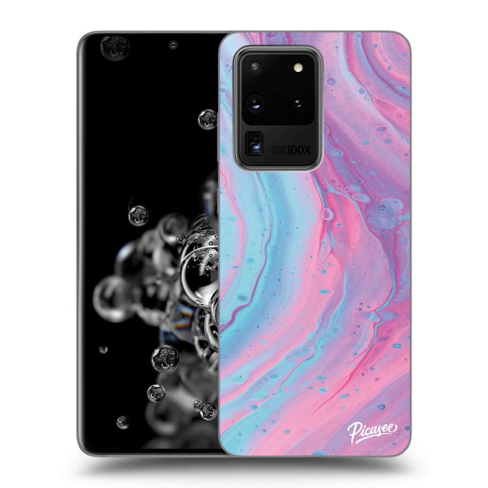 Picasee Samsung Galaxy S20 Ultra 5G G988F Hülle - Schwarzes Silikon - Pink liquid