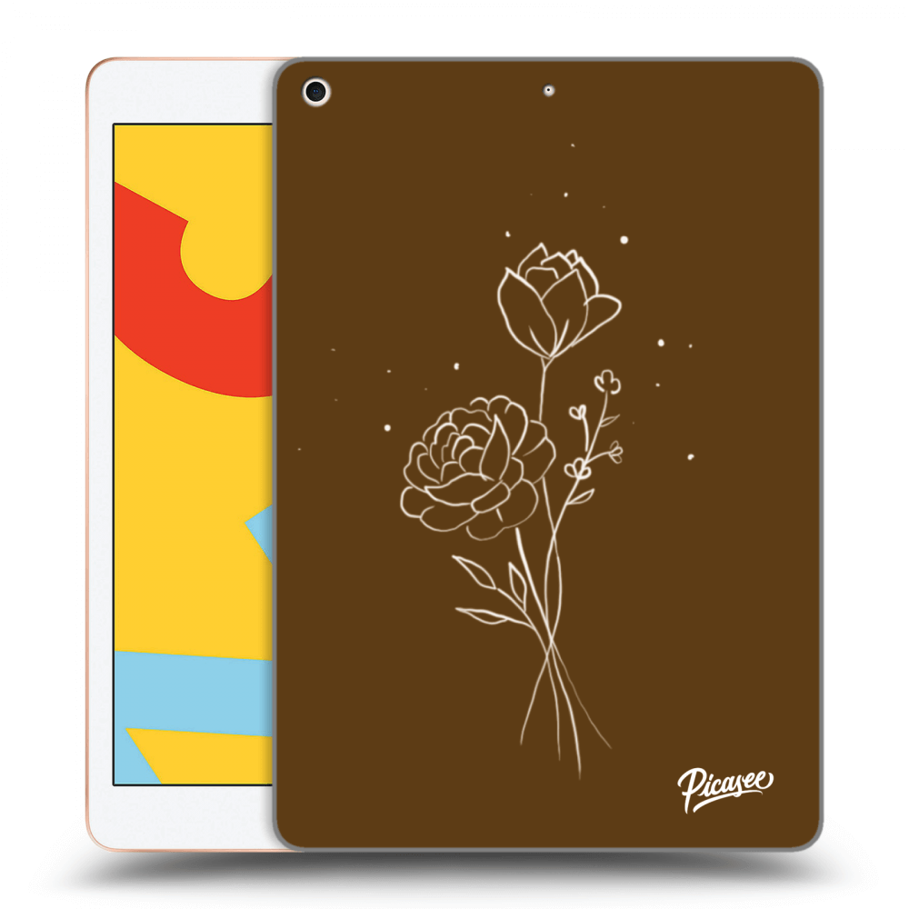 Picasee Schwarze Silikonhülle für Apple iPad 10.2" 2019 (7. gen) - Brown flowers