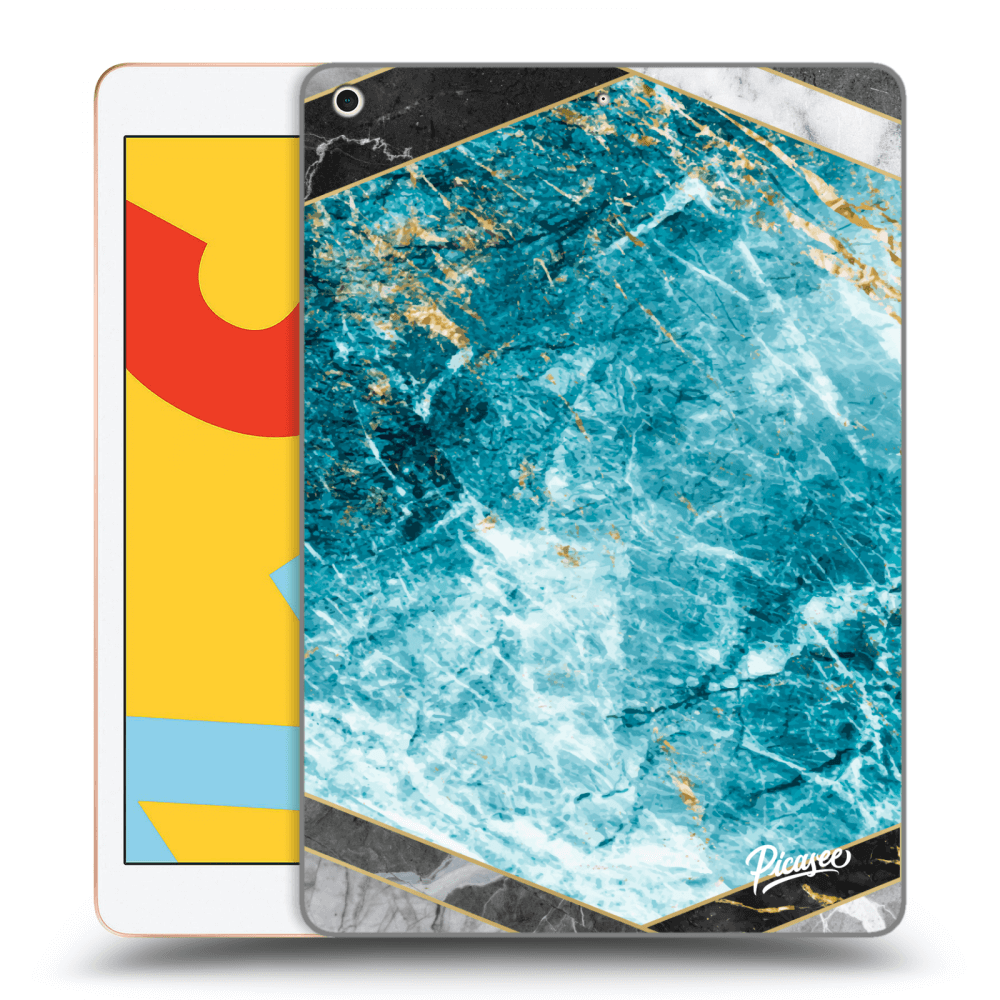 Picasee Schwarze Silikonhülle für Apple iPad 10.2" 2019 (7. gen) - Blue geometry