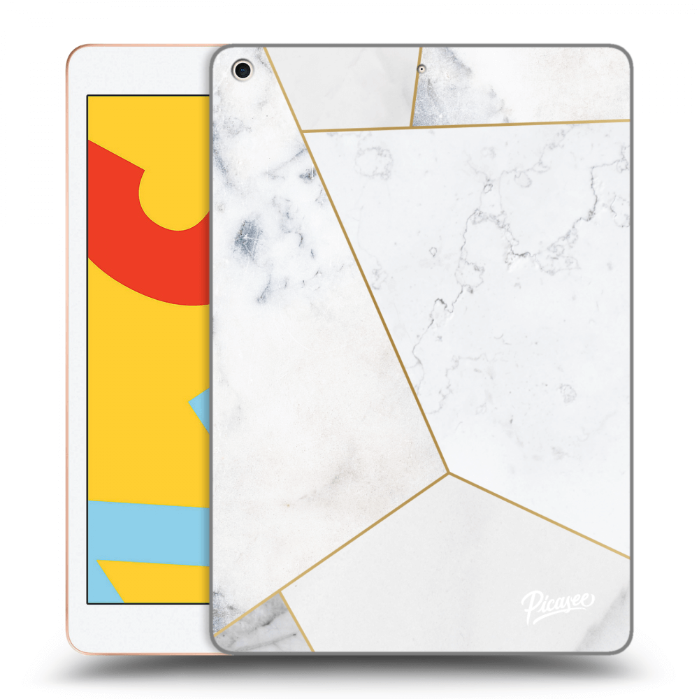 Picasee Schwarze Silikonhülle für Apple iPad 10.2" 2019 (7. gen) - White tile