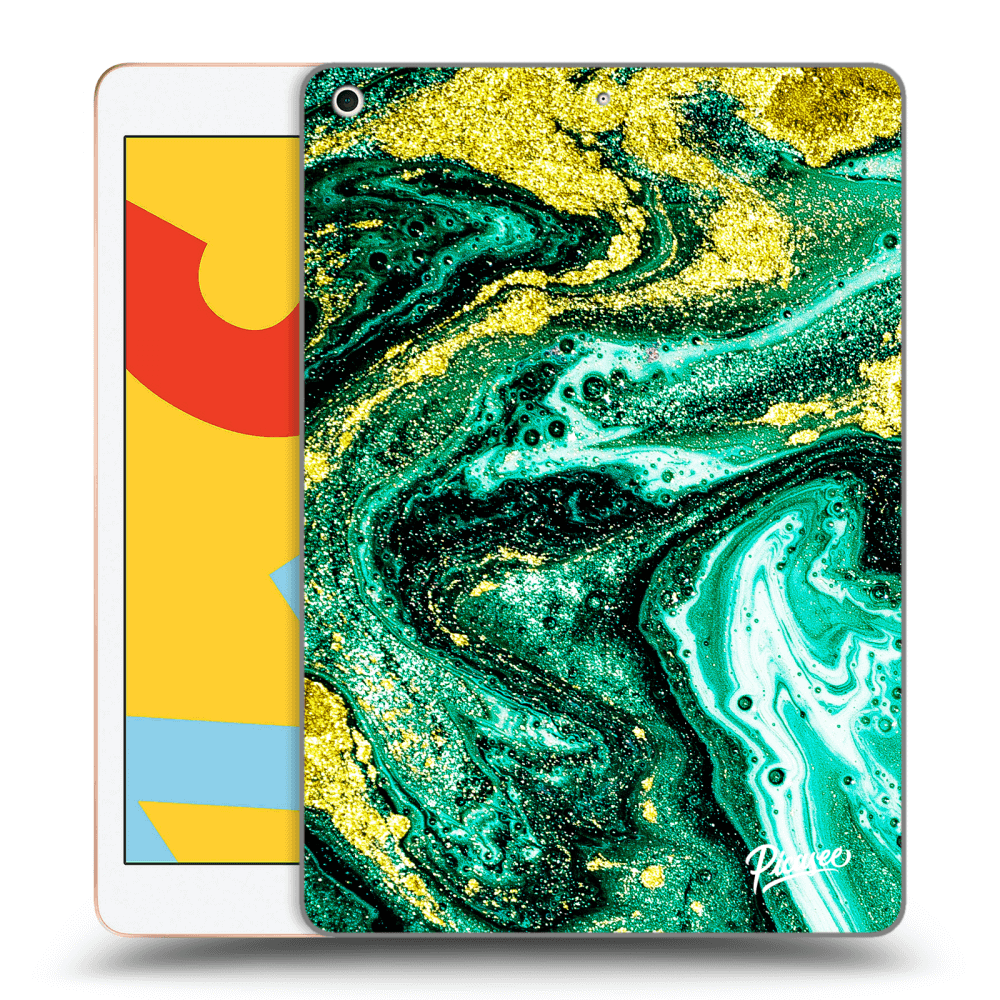Picasee transparente Silikonhülle für Apple iPad 10.2" 2019 (7. gen) - Green Gold