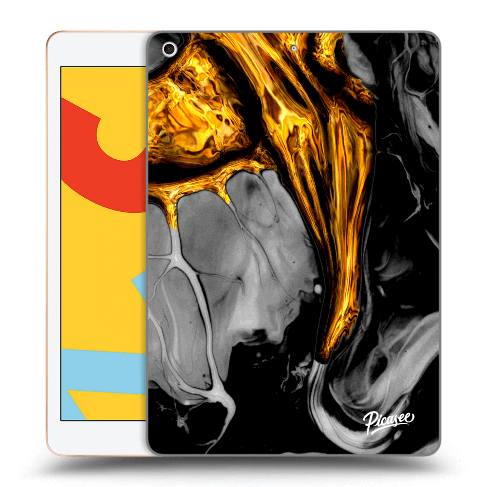 Picasee Schwarze Silikonhülle für Apple iPad 10.2" 2019 (7. gen) - Black Gold