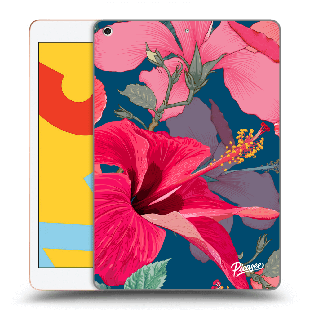 Picasee Schwarze Silikonhülle für Apple iPad 10.2" 2019 (7. gen) - Hibiscus