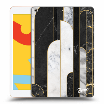 Picasee Schwarze Silikonhülle für Apple iPad 10.2" 2019 (7. gen) - Black & White tile