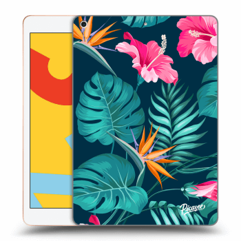 Picasee Schwarze Silikonhülle für Apple iPad 10.2" 2019 (7. gen) - Pink Monstera