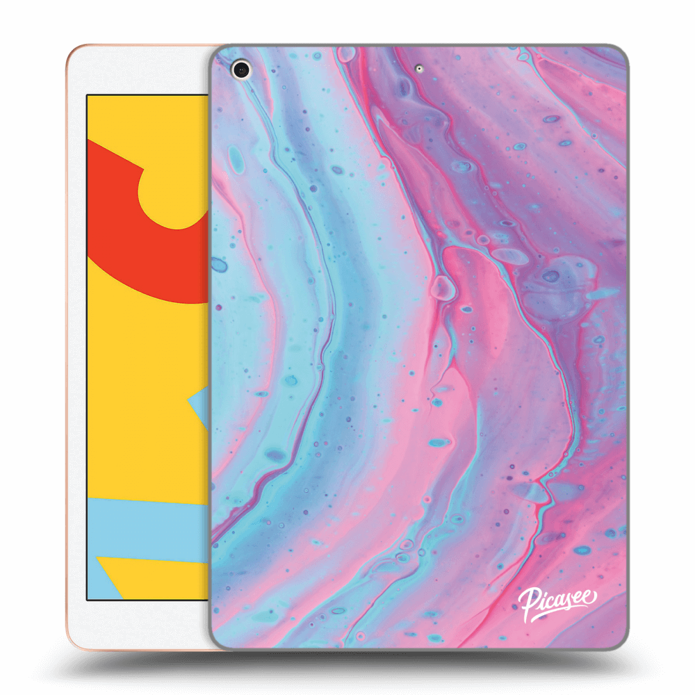 Picasee Schwarze Silikonhülle für Apple iPad 10.2" 2019 (7. gen) - Pink liquid