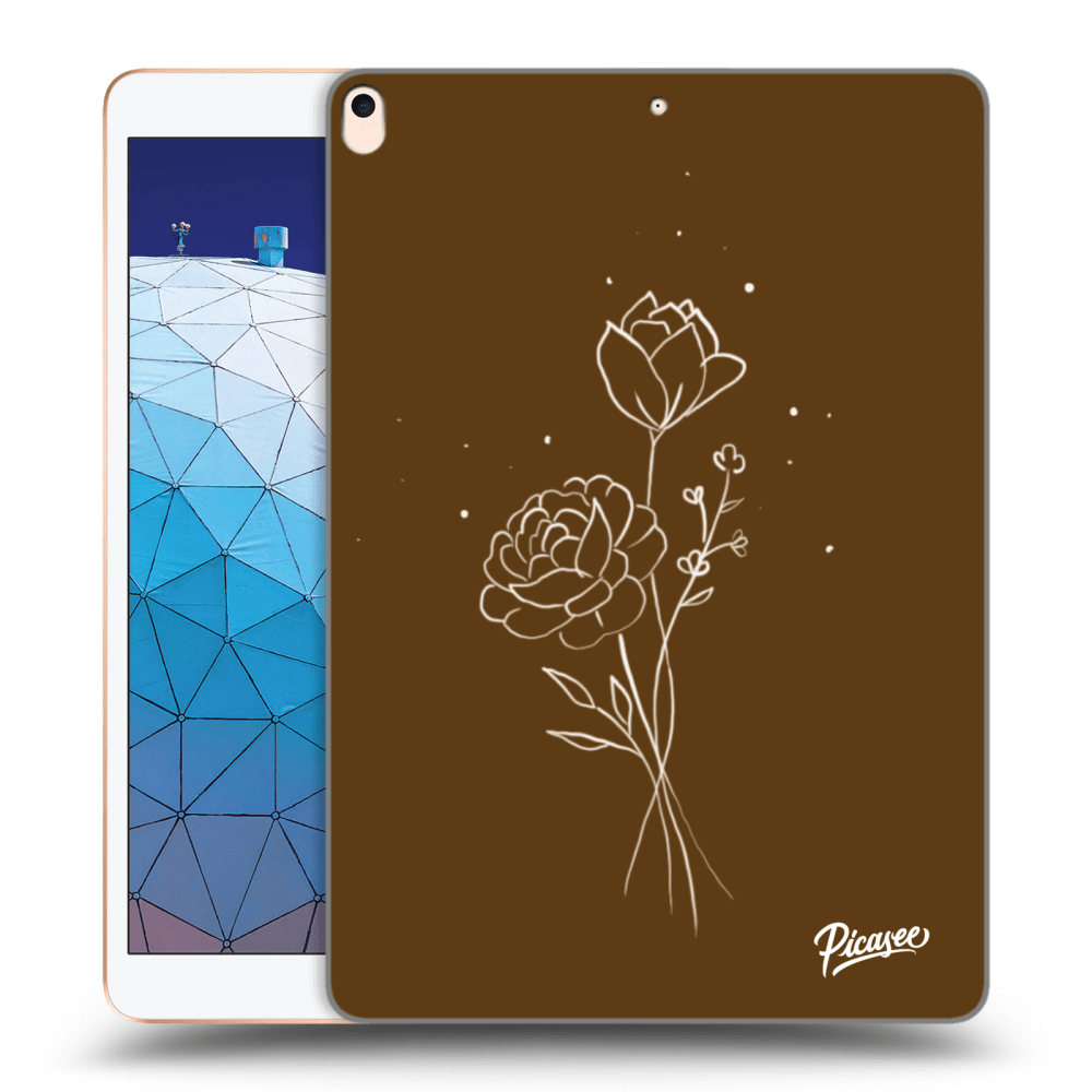 Picasee Schwarze Silikonhülle für Apple iPad Air 10.5" 2019 (3.gen) - Brown flowers