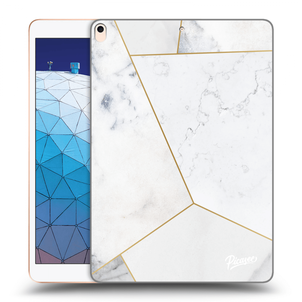 Picasee Schwarze Silikonhülle für Apple iPad Air 10.5" 2019 (3.gen) - White tile