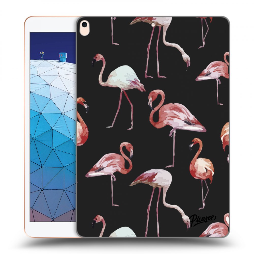 Picasee Schwarze Silikonhülle für Apple iPad Air 10.5" 2019 (3.gen) - Flamingos