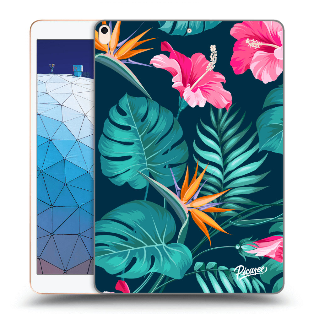 Picasee Schwarze Silikonhülle für Apple iPad Air 10.5" 2019 (3.gen) - Pink Monstera