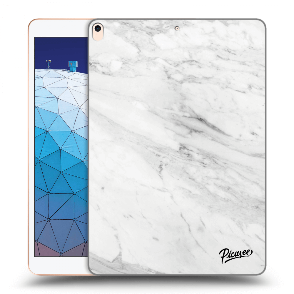 Picasee Schwarze Silikonhülle für Apple iPad Air 10.5" 2019 (3.gen) - White marble
