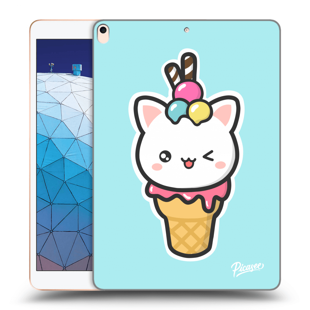 Picasee Schwarze Silikonhülle für Apple iPad Air 10.5" 2019 (3.gen) - Ice Cream Cat
