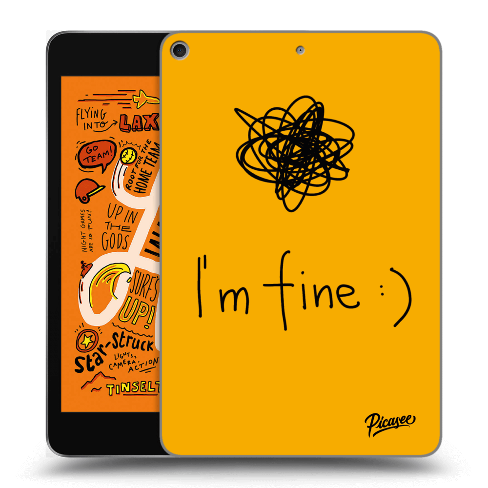 Picasee Schwarze Silikonhülle für Apple iPad mini 2019 (5. gen) - I am fine