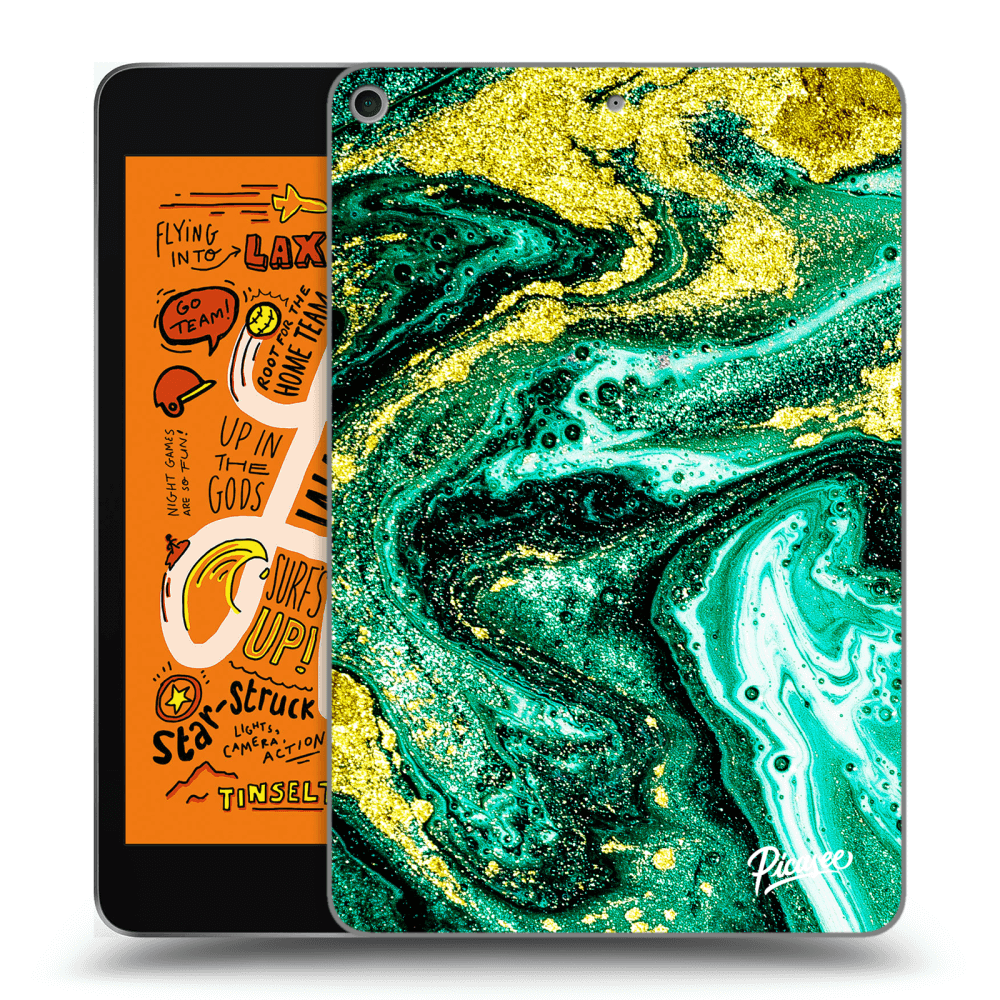 Picasee Schwarze Silikonhülle für Apple iPad mini 2019 (5. gen) - Green Gold