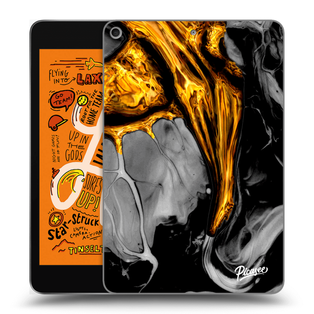 Picasee Schwarze Silikonhülle für Apple iPad mini 2019 (5. gen) - Black Gold