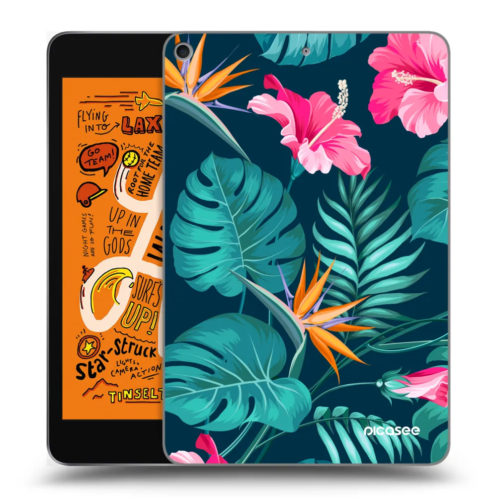 Picasee transparente Silikonhülle für Apple iPad mini 2019 (5. gen) - Pink Monstera