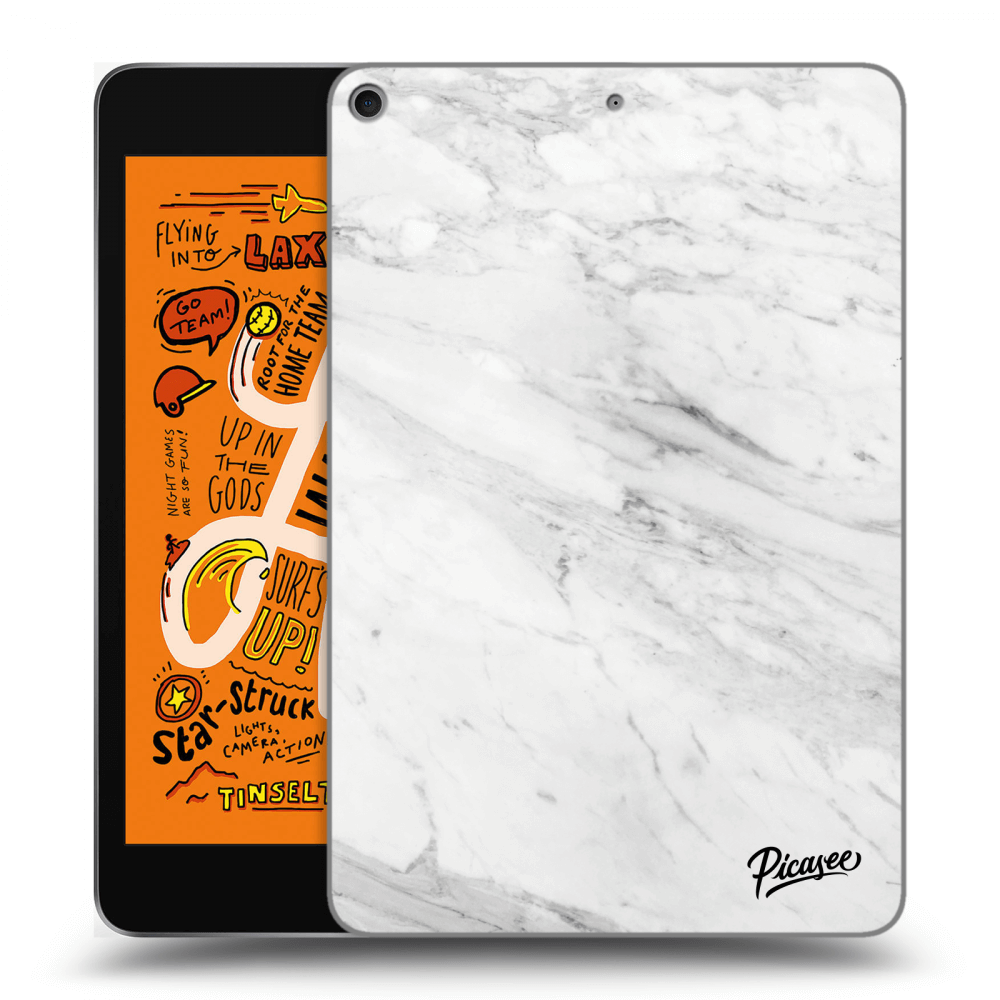 Picasee Schwarze Silikonhülle für Apple iPad mini 2019 (5. gen) - White marble