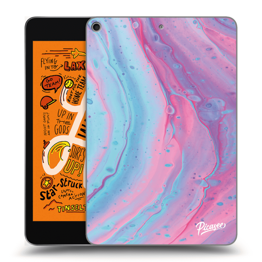 Picasee Schwarze Silikonhülle für Apple iPad mini 2019 (5. gen) - Pink liquid