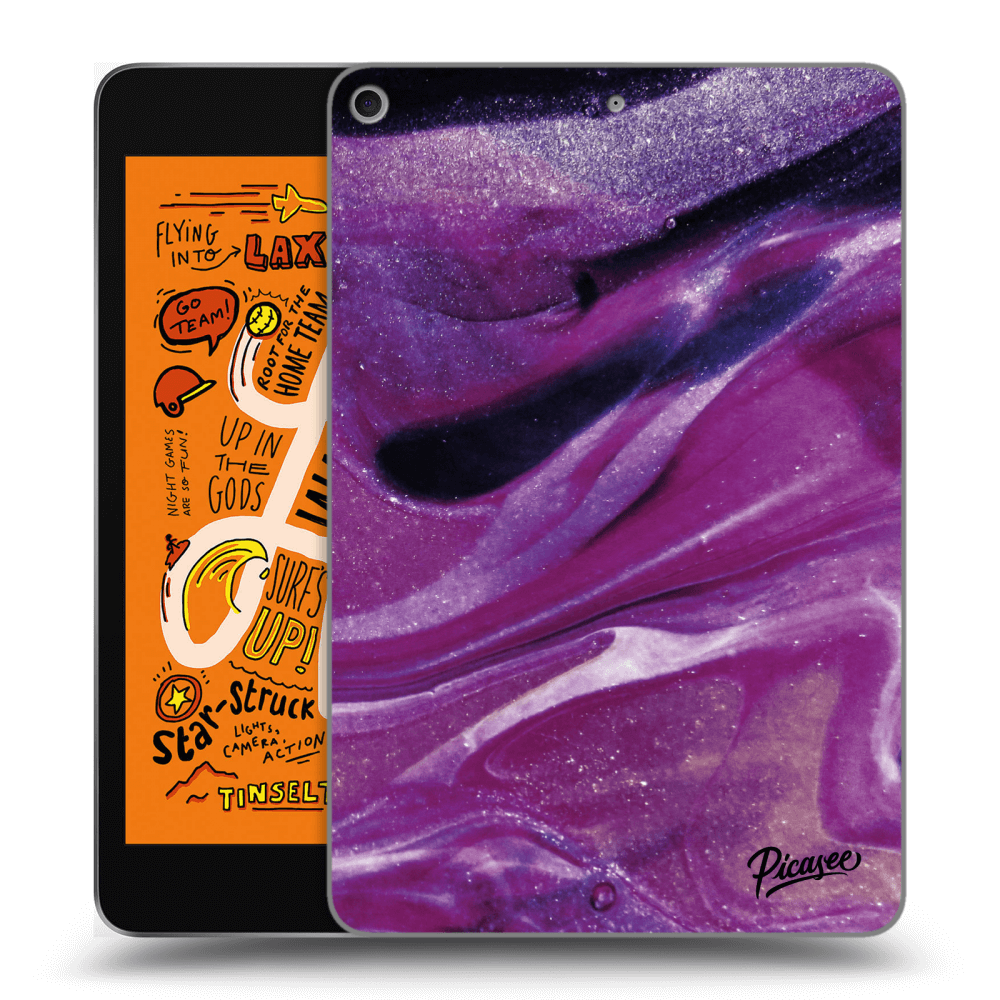 Picasee Schwarze Silikonhülle für Apple iPad mini 2019 (5. gen) - Purple glitter