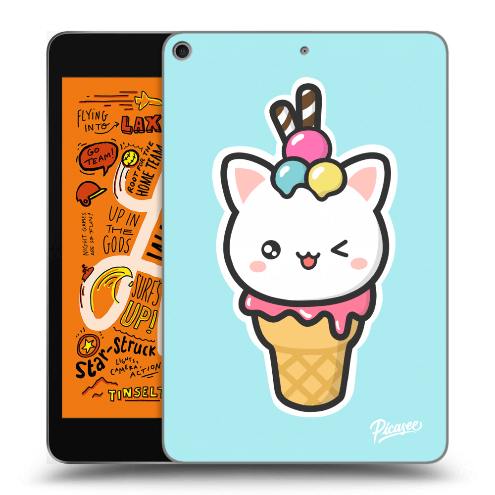 Picasee Schwarze Silikonhülle für Apple iPad mini 2019 (5. gen) - Ice Cream Cat