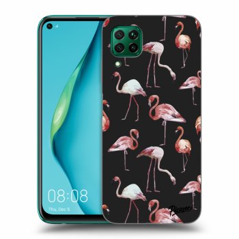 Picasee Huawei P40 Lite Hülle - Schwarzes Silikon - Flamingos