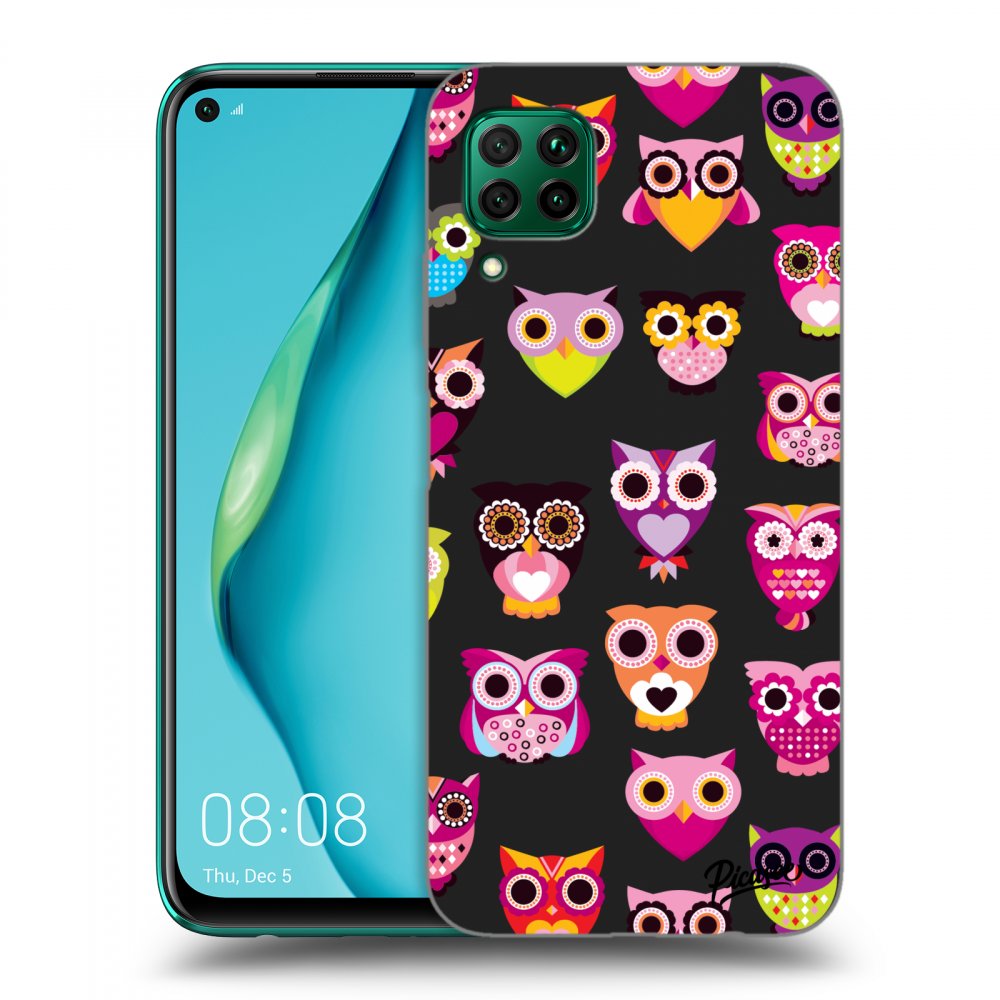 Picasee Huawei P40 Lite Hülle - Schwarzes Silikon - Owls