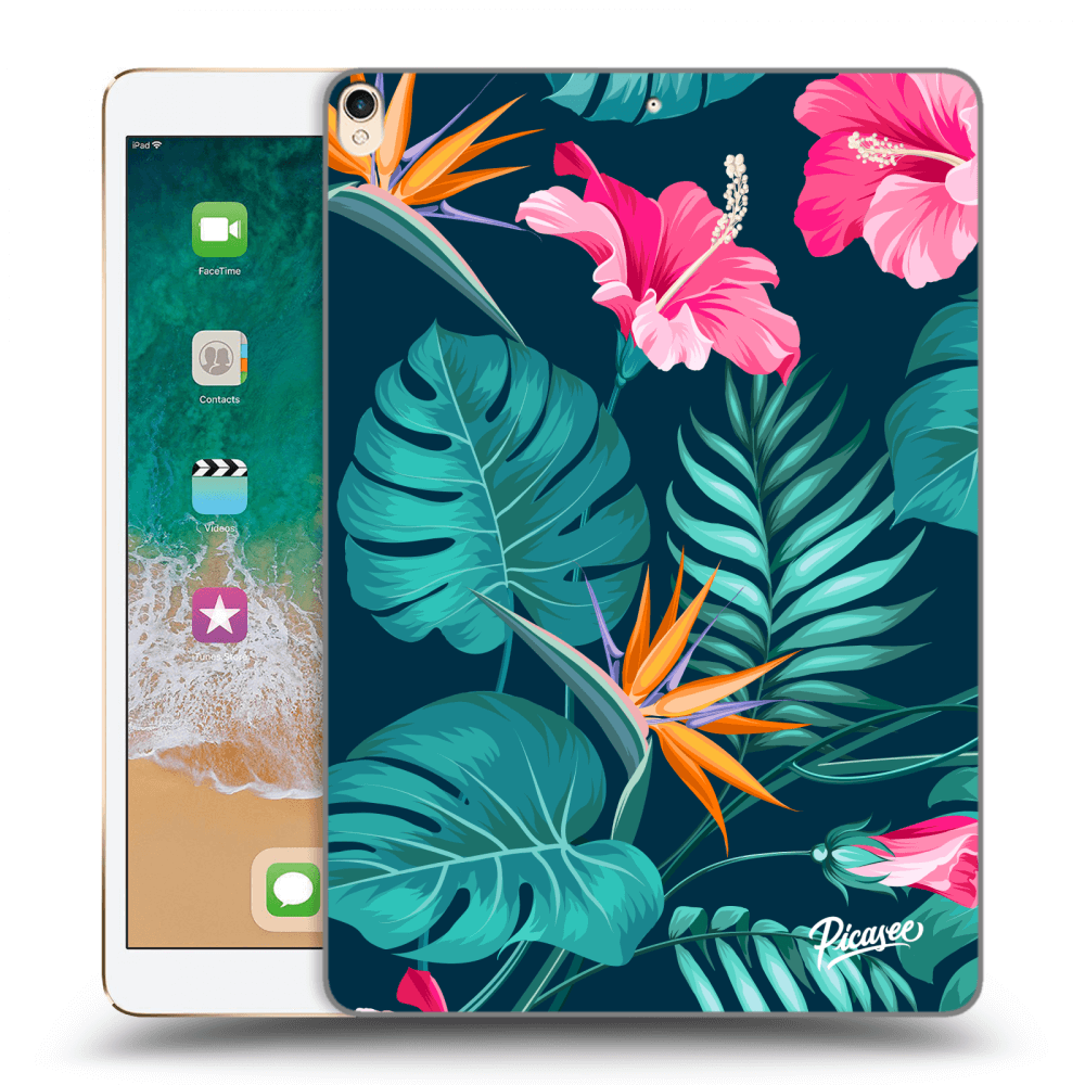 Picasee Schwarze Silikonhülle für Apple iPad Pro 10.5" 2017 (2. gen) - Pink Monstera