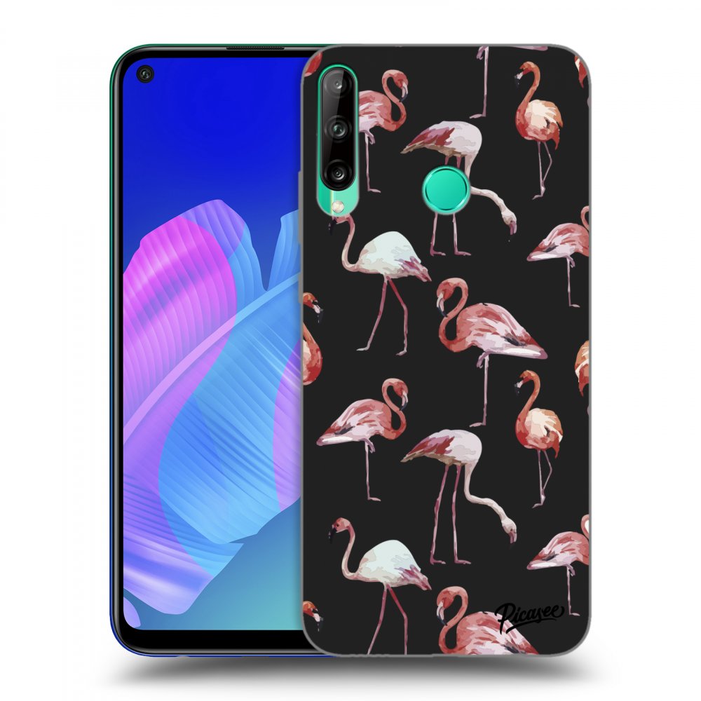 Picasee Huawei P40 Lite E Hülle - Schwarzes Silikon - Flamingos