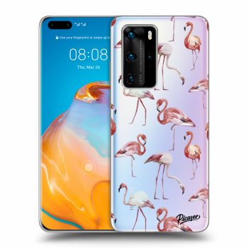 Picasee Huawei P40 Pro Hülle - Transparentes Silikon - Flamingos