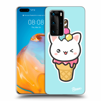 Picasee Huawei P40 Pro Hülle - Schwarzes Silikon - Ice Cream Cat