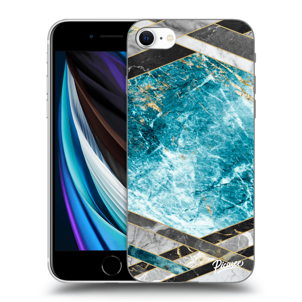 Picasee Apple iPhone SE 2020 Hülle - Transparentes Silikon - Blue geometry