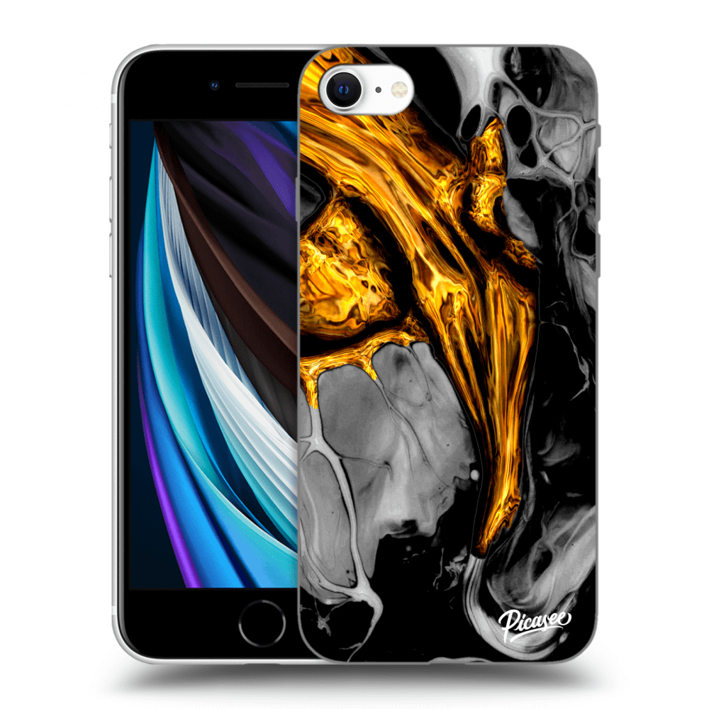 Picasee Apple iPhone SE 2020 Hülle - Schwarzes Silikon - Black Gold